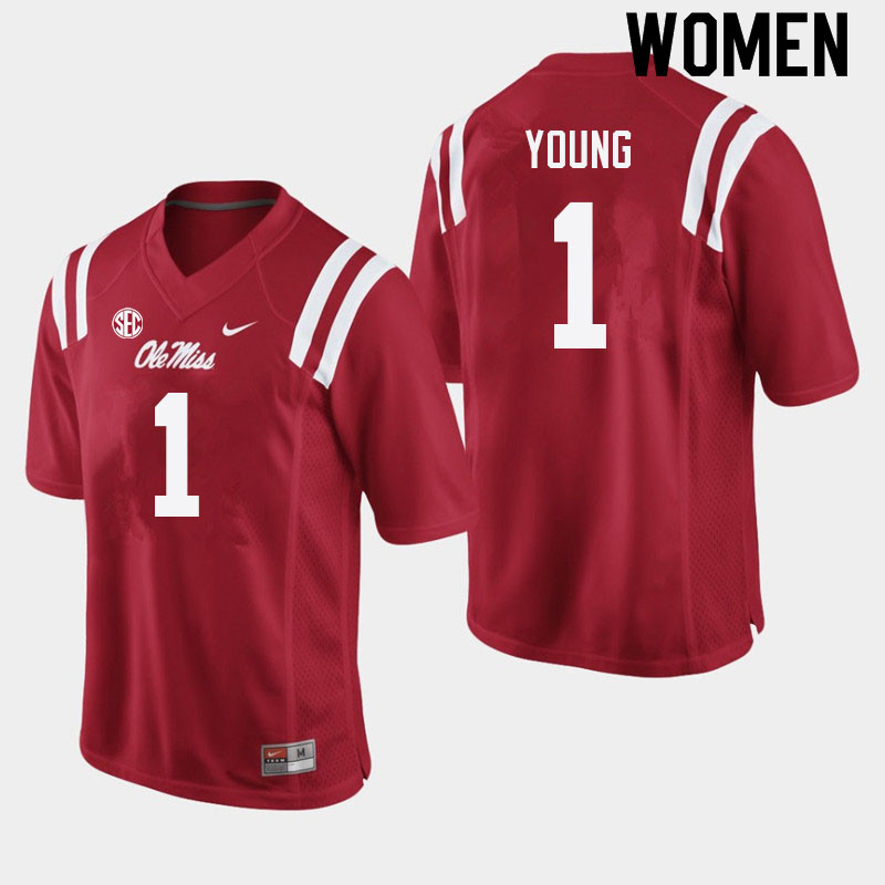 Isheem Young Ole Miss Rebels NCAA Women's Red #1 Stitched Limited College Football Jersey NTY2358CY